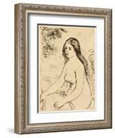 Nude bather, 1906 (etching)-Pierre Auguste Renoir-Framed Giclee Print