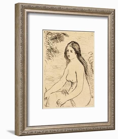 Nude bather, 1906 (etching)-Pierre Auguste Renoir-Framed Giclee Print