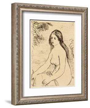 Nude bather, 1906 (etching)-Pierre Auguste Renoir-Framed Giclee Print