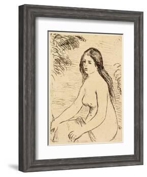 Nude bather, 1906 (etching)-Pierre Auguste Renoir-Framed Giclee Print