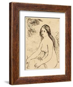 Nude bather, 1906 (etching)-Pierre Auguste Renoir-Framed Giclee Print