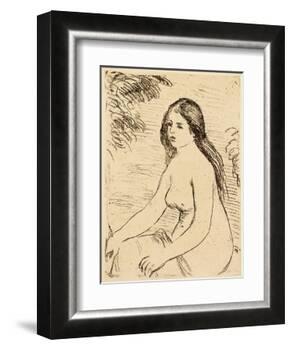 Nude bather, 1906 (etching)-Pierre Auguste Renoir-Framed Giclee Print