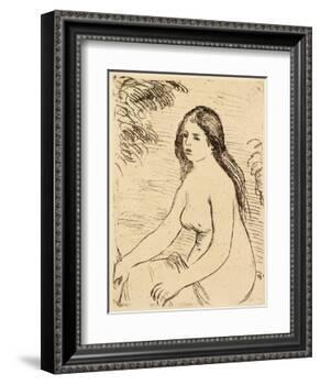 Nude bather, 1906 (etching)-Pierre Auguste Renoir-Framed Giclee Print