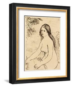 Nude bather, 1906 (etching)-Pierre Auguste Renoir-Framed Giclee Print