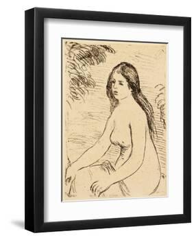 Nude bather, 1906 (etching)-Pierre Auguste Renoir-Framed Giclee Print