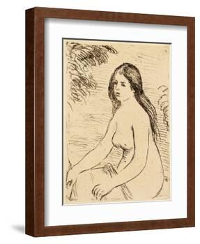 Nude bather, 1906 (etching)-Pierre Auguste Renoir-Framed Giclee Print