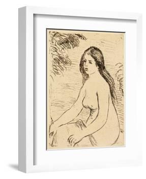 Nude bather, 1906 (etching)-Pierre Auguste Renoir-Framed Giclee Print