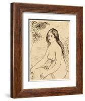 Nude bather, 1906 (etching)-Pierre Auguste Renoir-Framed Giclee Print