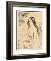 Nude bather, 1906 (etching)-Pierre Auguste Renoir-Framed Giclee Print