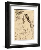 Nude bather, 1906 (etching)-Pierre Auguste Renoir-Framed Giclee Print