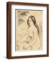 Nude bather, 1906 (etching)-Pierre Auguste Renoir-Framed Giclee Print