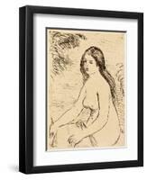 Nude bather, 1906 (etching)-Pierre Auguste Renoir-Framed Giclee Print
