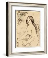 Nude bather, 1906 (etching)-Pierre Auguste Renoir-Framed Giclee Print