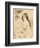 Nude bather, 1906 (etching)-Pierre Auguste Renoir-Framed Giclee Print