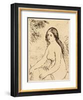 Nude bather, 1906 (etching)-Pierre Auguste Renoir-Framed Giclee Print
