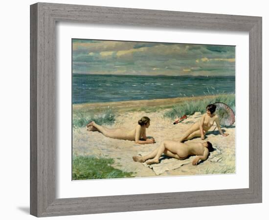 Nude Bathers on the Beach-Paul Fischer-Framed Giclee Print