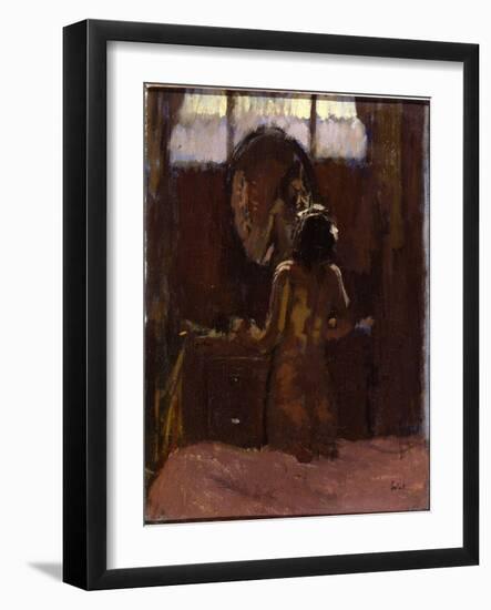 Nude before a Mirror, Mornington Crescent (Oil on Canvas)-Walter Richard Sickert-Framed Giclee Print