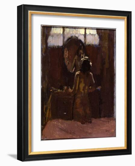 Nude before a Mirror, Mornington Crescent (Oil on Canvas)-Walter Richard Sickert-Framed Giclee Print