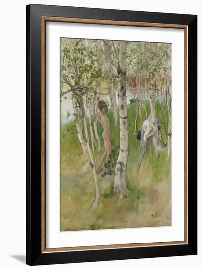 Nude Boy among Birches, 1898-Carl Larsson-Framed Giclee Print