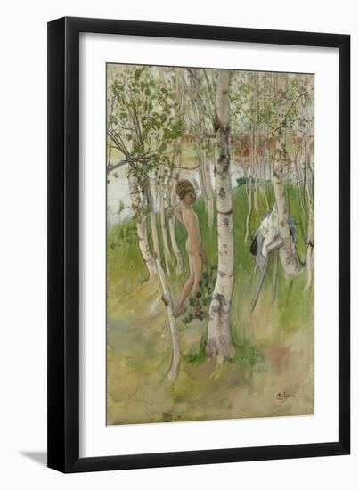 Nude Boy among Birches, 1898-Carl Larsson-Framed Giclee Print