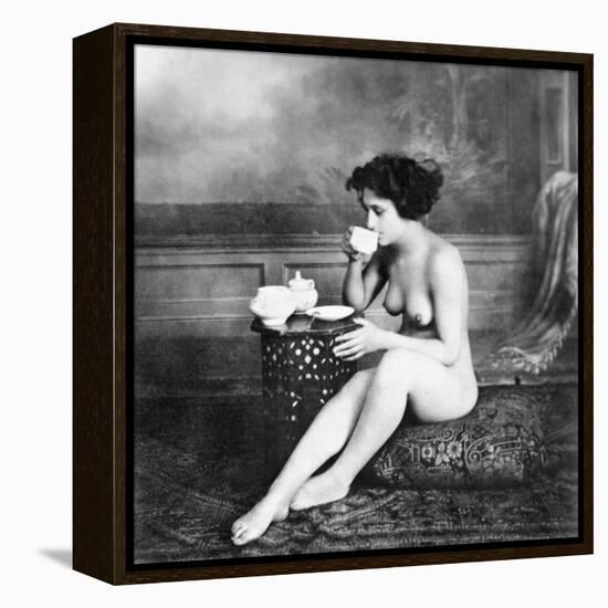 Nude Drinking Tea, 19Th Ct-null-Framed Premier Image Canvas