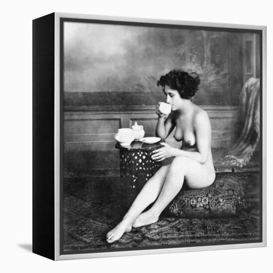 Nude Drinking Tea, 19Th Ct-null-Framed Premier Image Canvas