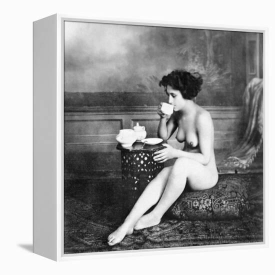 Nude Drinking Tea, 19Th Ct-null-Framed Premier Image Canvas