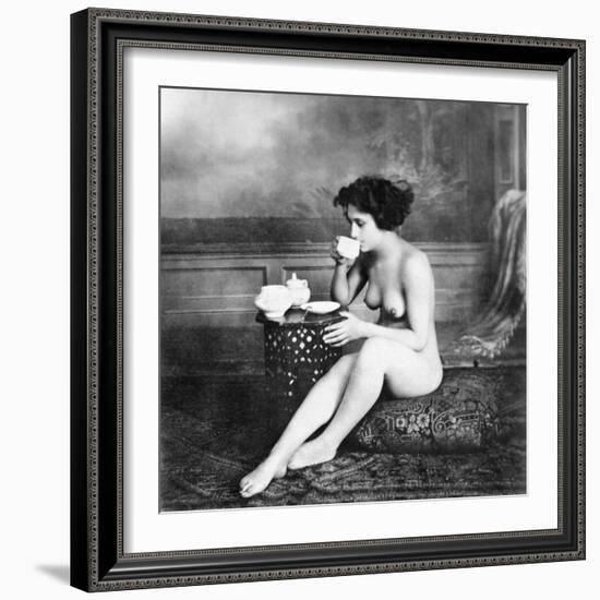 Nude Drinking Tea, 19Th Ct-null-Framed Photographic Print