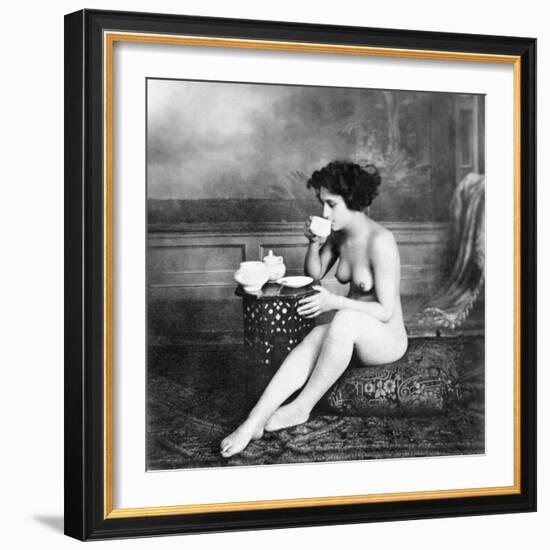 Nude Drinking Tea, 19Th Ct-null-Framed Photographic Print