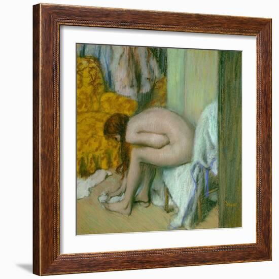 Nude, Drying Her Feet after the Bath-Edgar Degas-Framed Giclee Print