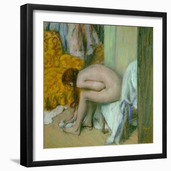 Nude, Drying Her Feet after the Bath-Edgar Degas-Framed Giclee Print