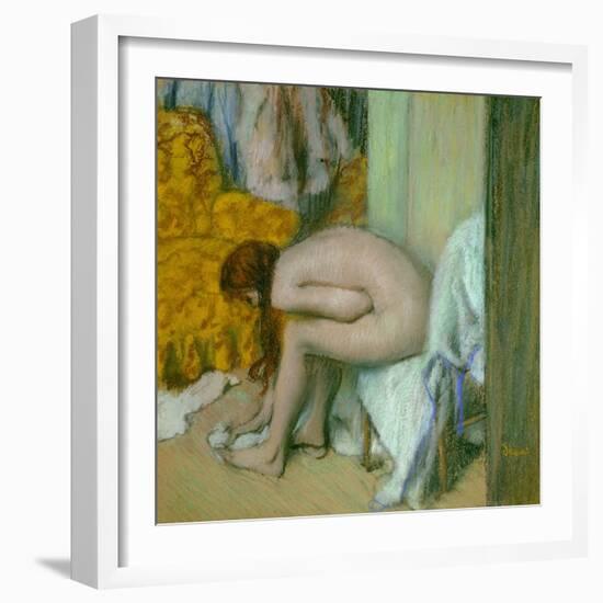 Nude, Drying Her Feet after the Bath-Edgar Degas-Framed Giclee Print