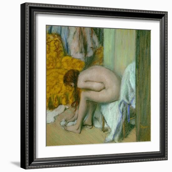 Nude, Drying Her Feet after the Bath-Edgar Degas-Framed Giclee Print