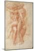 Nude Female Seated on the Knees of a Seated Male Nude: Adam and Eve-Michelangelo Buonarroti-Mounted Giclee Print