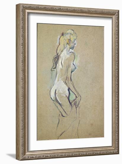 Nude Girl, 1893 (Oil on Card)-Henri de Toulouse-Lautrec-Framed Giclee Print