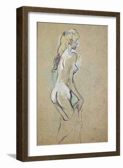 Nude Girl, 1893 (Oil on Card)-Henri de Toulouse-Lautrec-Framed Giclee Print