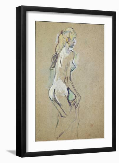 Nude Girl, 1893 (Oil on Card)-Henri de Toulouse-Lautrec-Framed Giclee Print