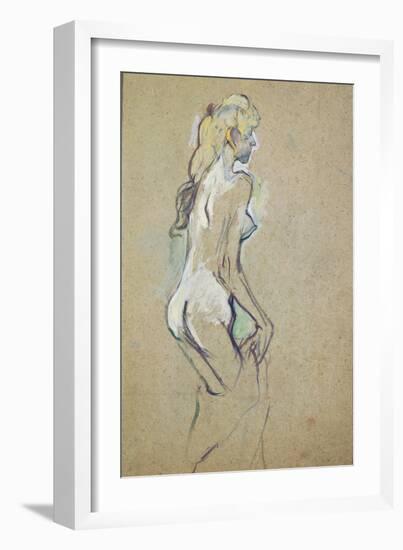 Nude Girl, 1893 (Oil on Card)-Henri de Toulouse-Lautrec-Framed Giclee Print