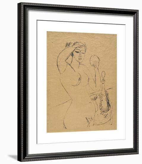 Nude Girl at her Toilette-Ernst Ludwig Kirchner-Framed Premium Giclee Print