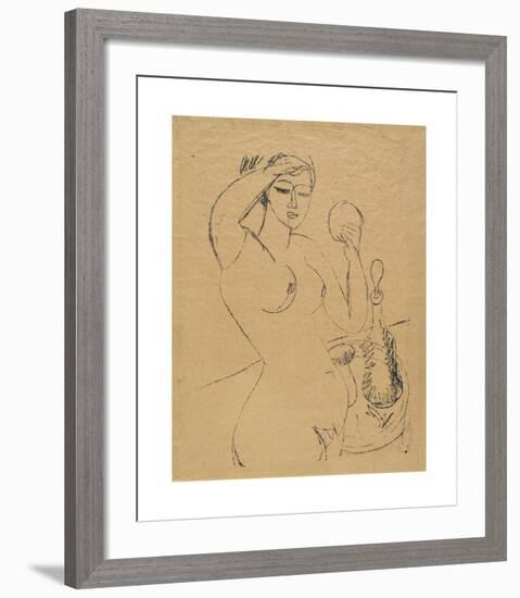 Nude Girl at her Toilette-Ernst Ludwig Kirchner-Framed Premium Giclee Print