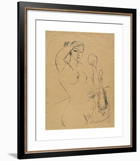 Nude Girl at her Toilette-Ernst Ludwig Kirchner-Framed Premium Giclee Print