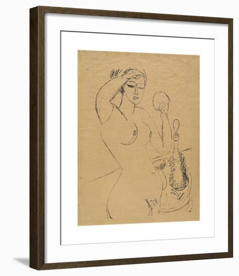 Nude Girl at her Toilette-Ernst Ludwig Kirchner-Framed Premium Giclee Print