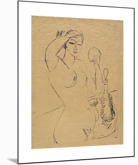 Nude Girl at her Toilette-Ernst Ludwig Kirchner-Mounted Premium Giclee Print