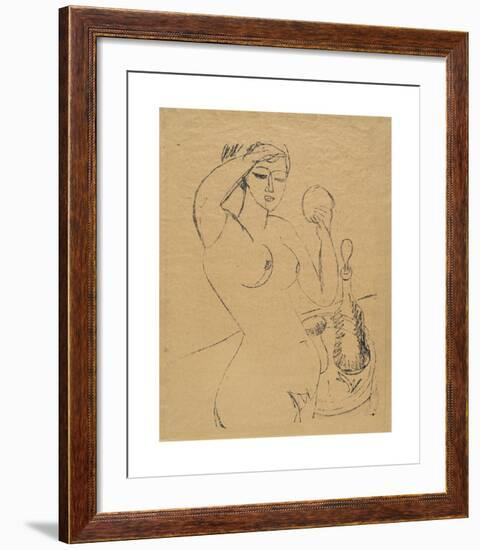 Nude Girl at her Toilette-Ernst Ludwig Kirchner-Framed Premium Giclee Print