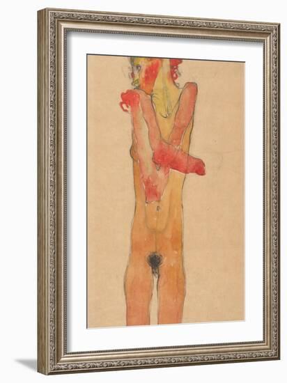 Nude Girl with Folded Arms, 1910-Egon Schiele-Framed Giclee Print