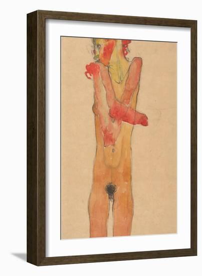 Nude Girl with Folded Arms, 1910-Egon Schiele-Framed Giclee Print