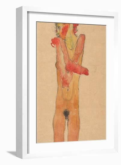 Nude Girl with Folded Arms, 1910-Egon Schiele-Framed Giclee Print