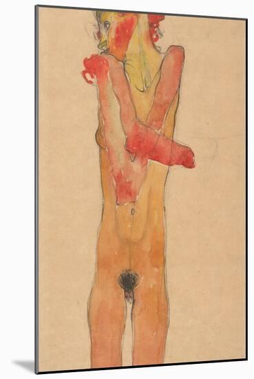 Nude Girl with Folded Arms, 1910-Egon Schiele-Mounted Giclee Print