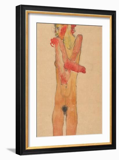 Nude Girl with Folded Arms, 1910-Egon Schiele-Framed Giclee Print