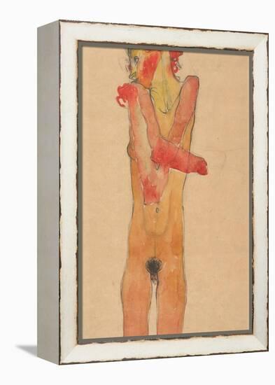 Nude Girl with Folded Arms, 1910-Egon Schiele-Framed Premier Image Canvas